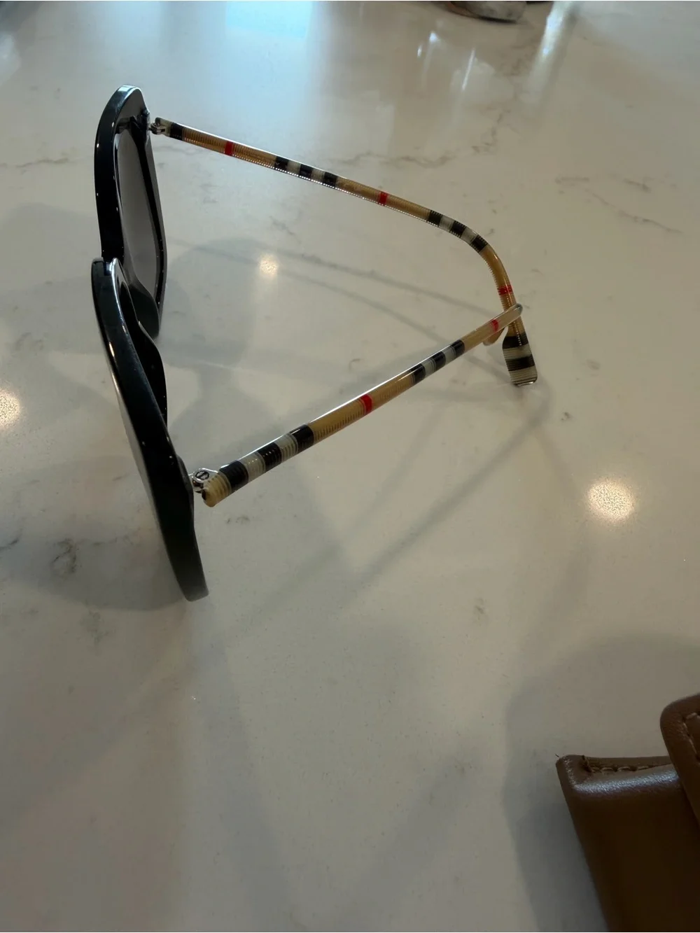 Burberry Black Cat-Eye Sunglasses with Check-Pattern Temples (BE4323 CAROLL)